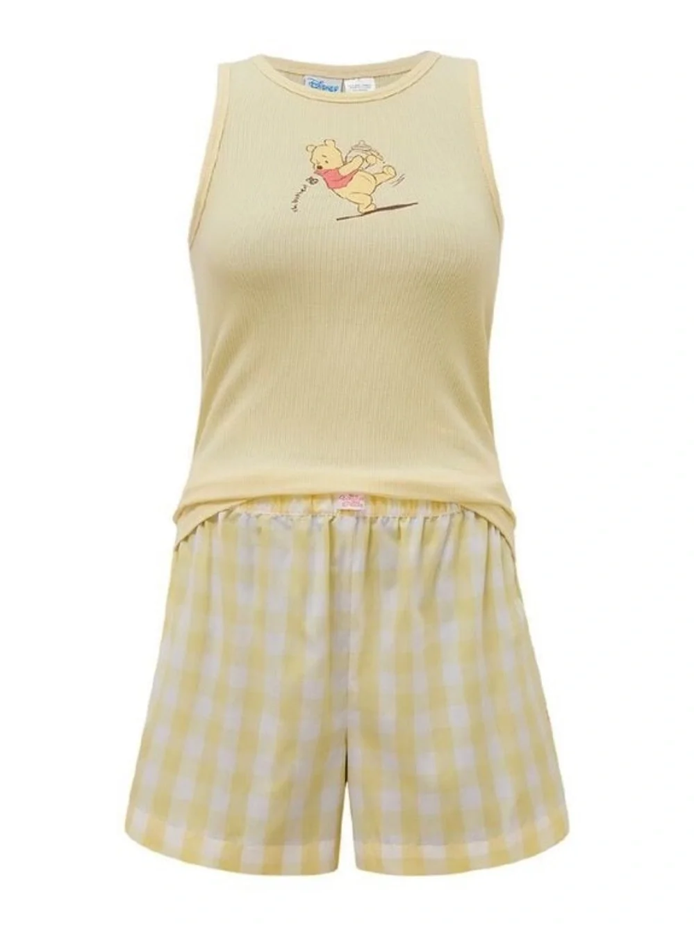 NWT Size 2XL Disney Pale Yellow Winnie the Pooh Tank & Yellow Gingham Shorts Set - Picture 4 of 6